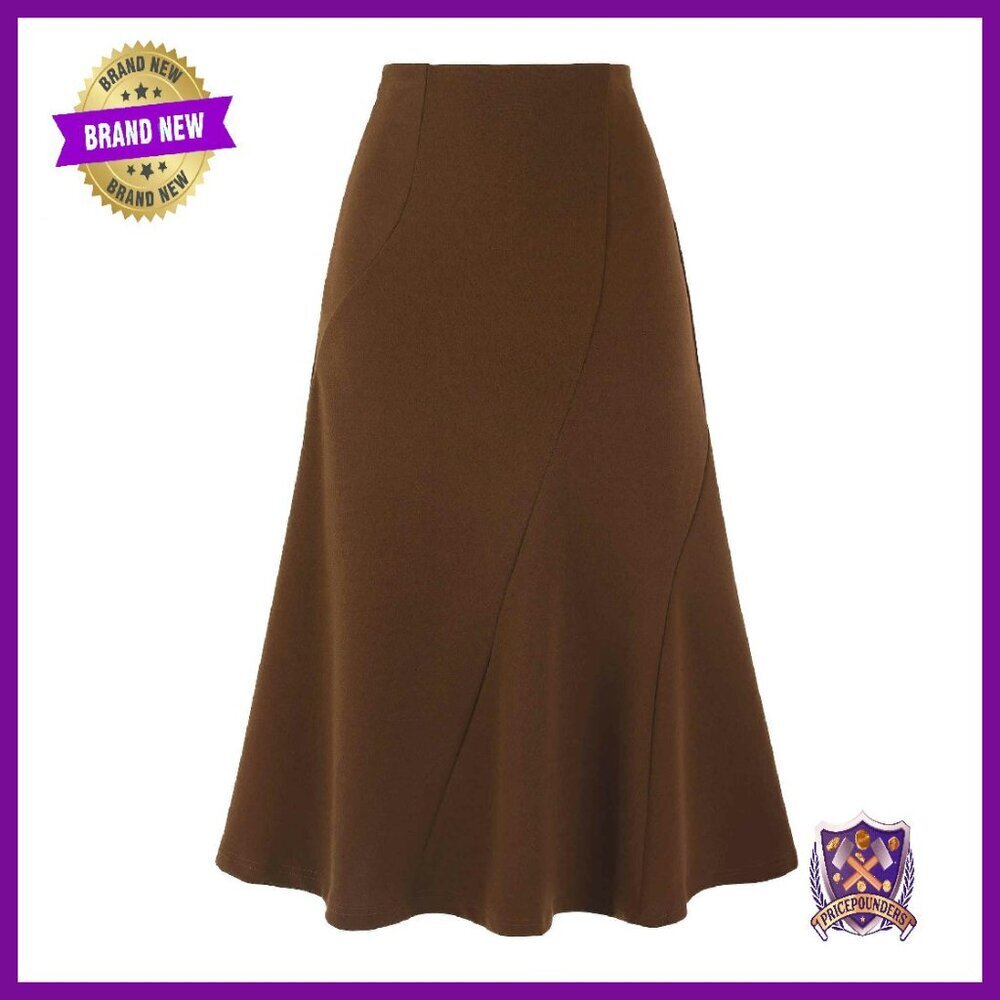 High Waisted Fishtail Midi Skirt Business Casual Panel Workwear